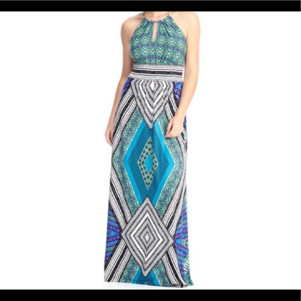 NWT London Times Tribal Print Halter Neck Dress